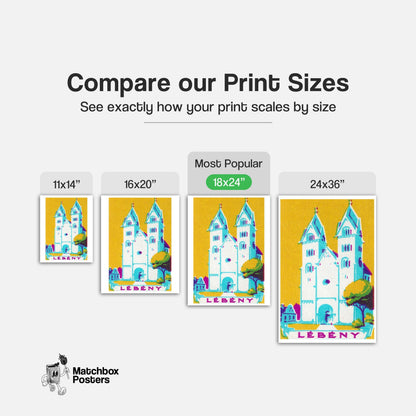 Blue Church - vintage matchbox label print - gallery wall preview