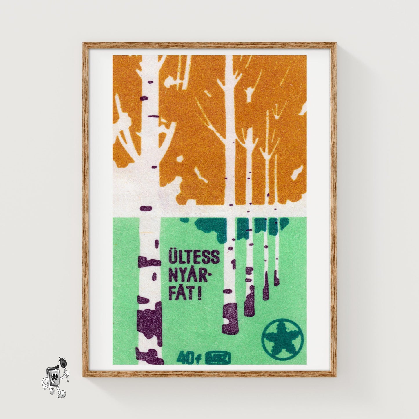 Birch Trees - vintage matchbox label print