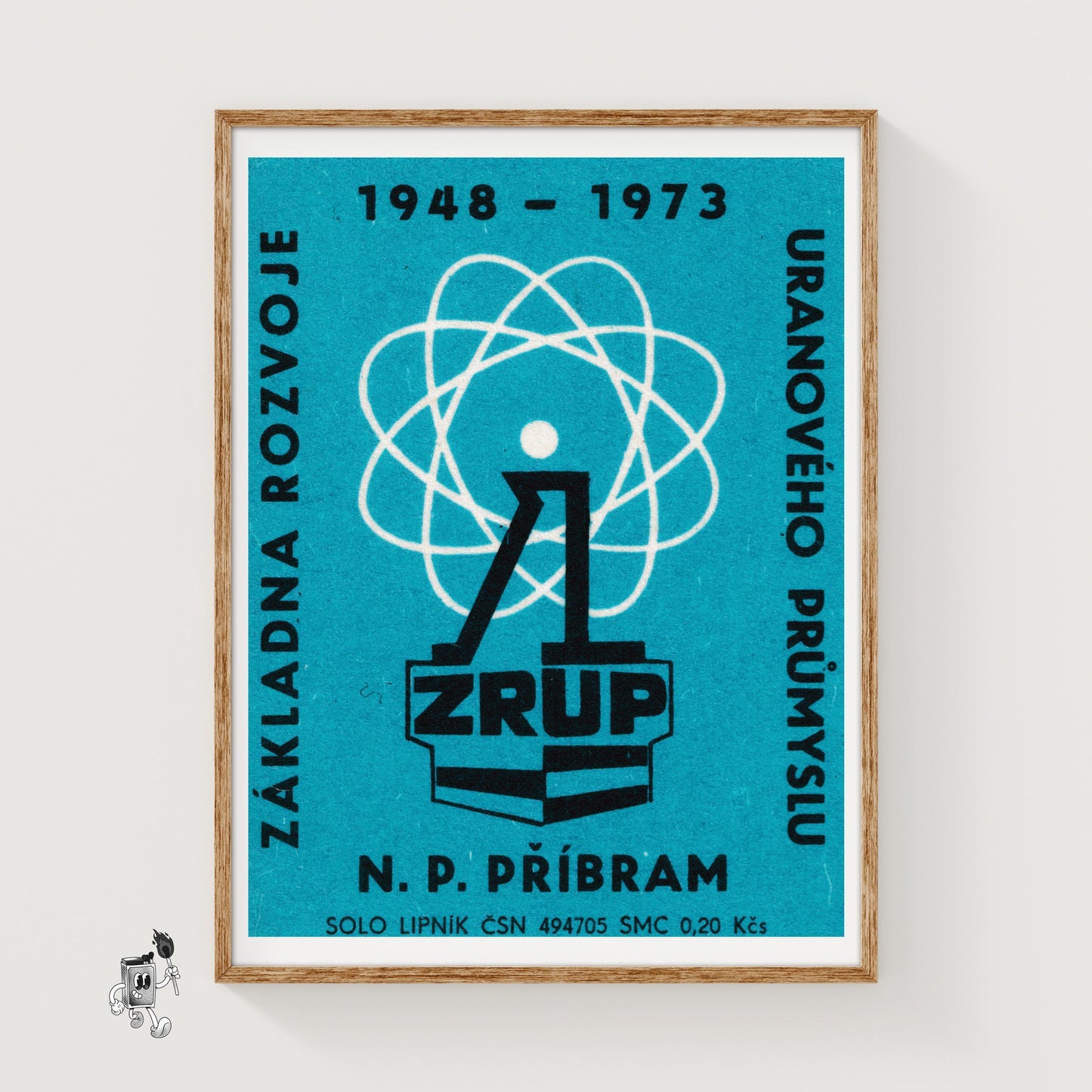 Atomic Symbol - vintage matchbox label print