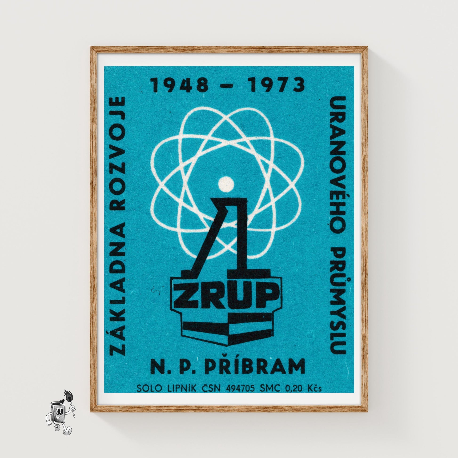 Atomic Symbol - vintage matchbox label print