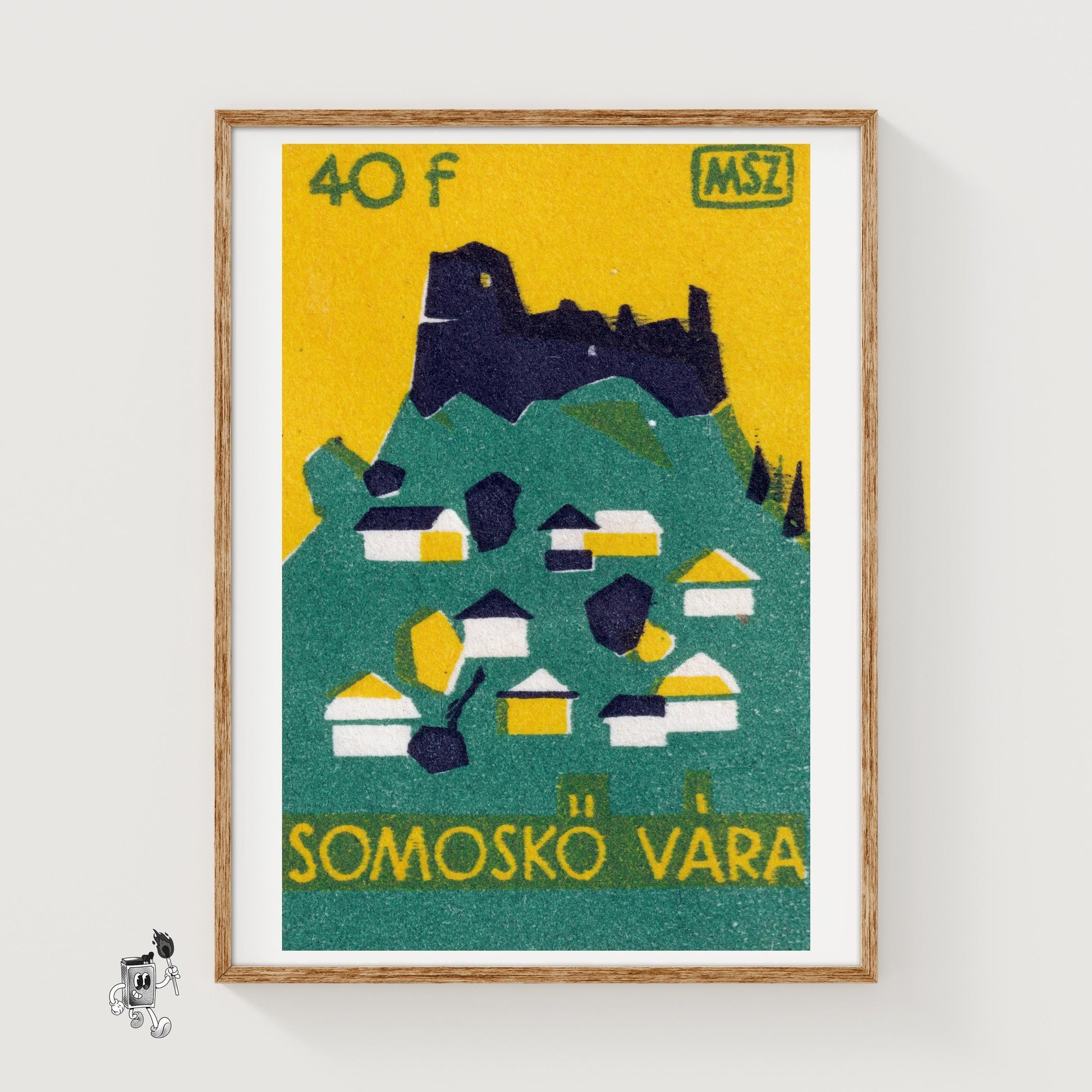 Castle on Hill - vintage matchbox label print