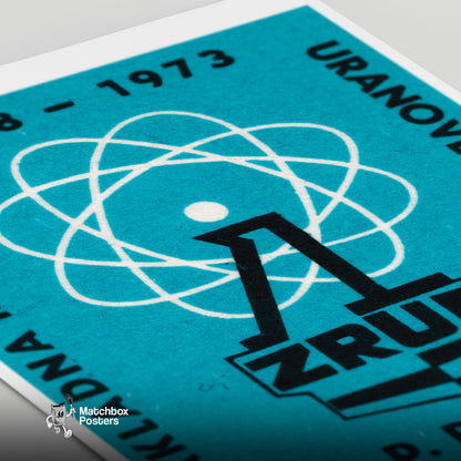 Atomic Symbol - vintage matchbox label print - close-up detail
