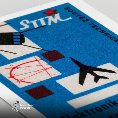Silhouette Of An Airplane - vintage matchbox label print - close-up detail