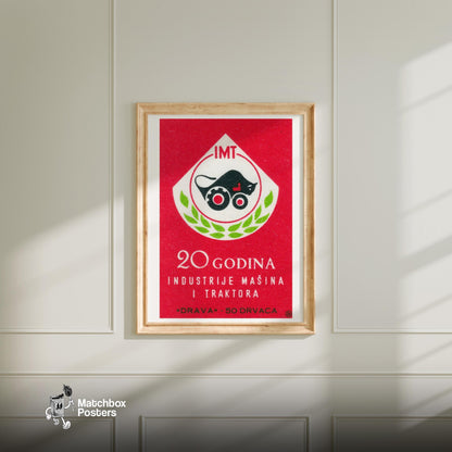 20 Years Farming Industry - vintage matchbox label print - bedroom mockup
