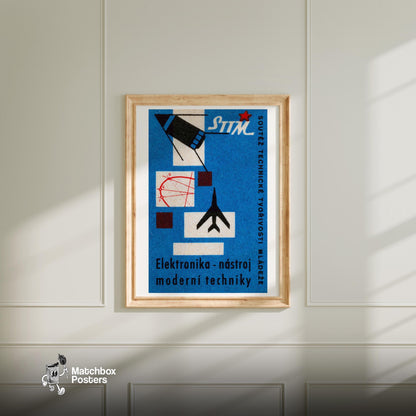 Silhouette Of An Airplane - vintage matchbox label print - bedroom mockup