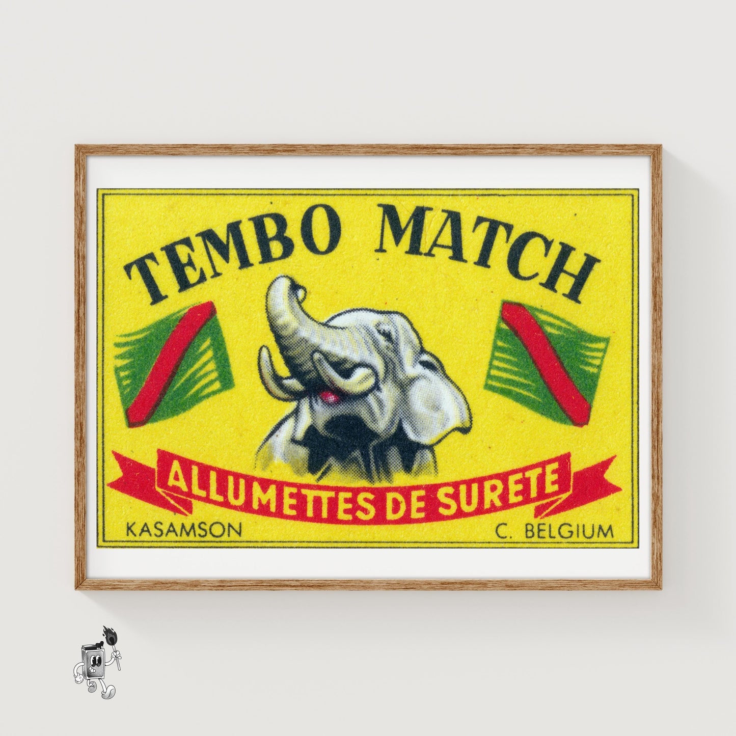Elephant - vintage matchbox label print