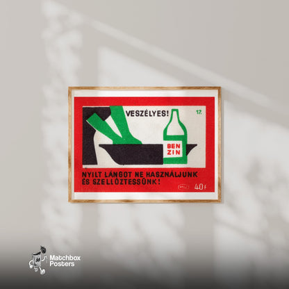 Flammable Liquid - vintage matchbox label print - bedroom mockup