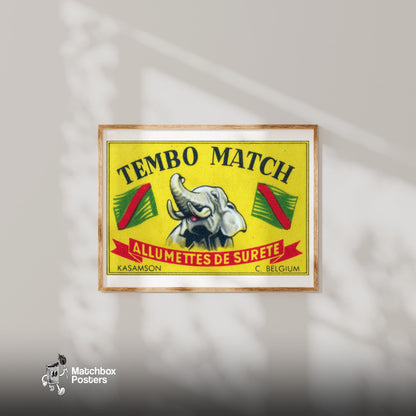 Elephant - vintage matchbox label print - bedroom mockup