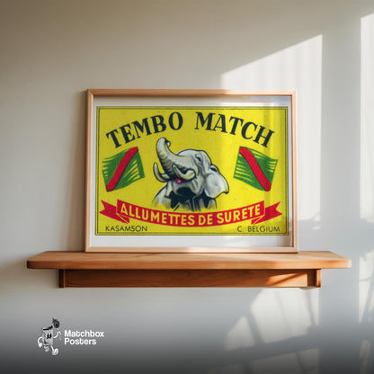 Elephant - vintage matchbox label print - size comparison