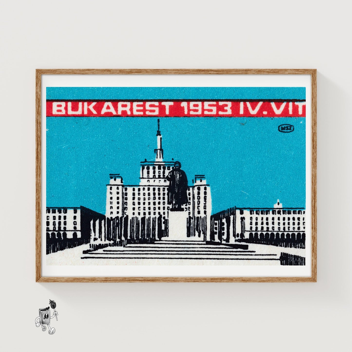 Bukarest 1953 - vintage matchbox label print