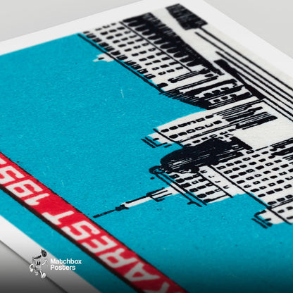 Bukarest 1953 - vintage matchbox label print - close-up detail