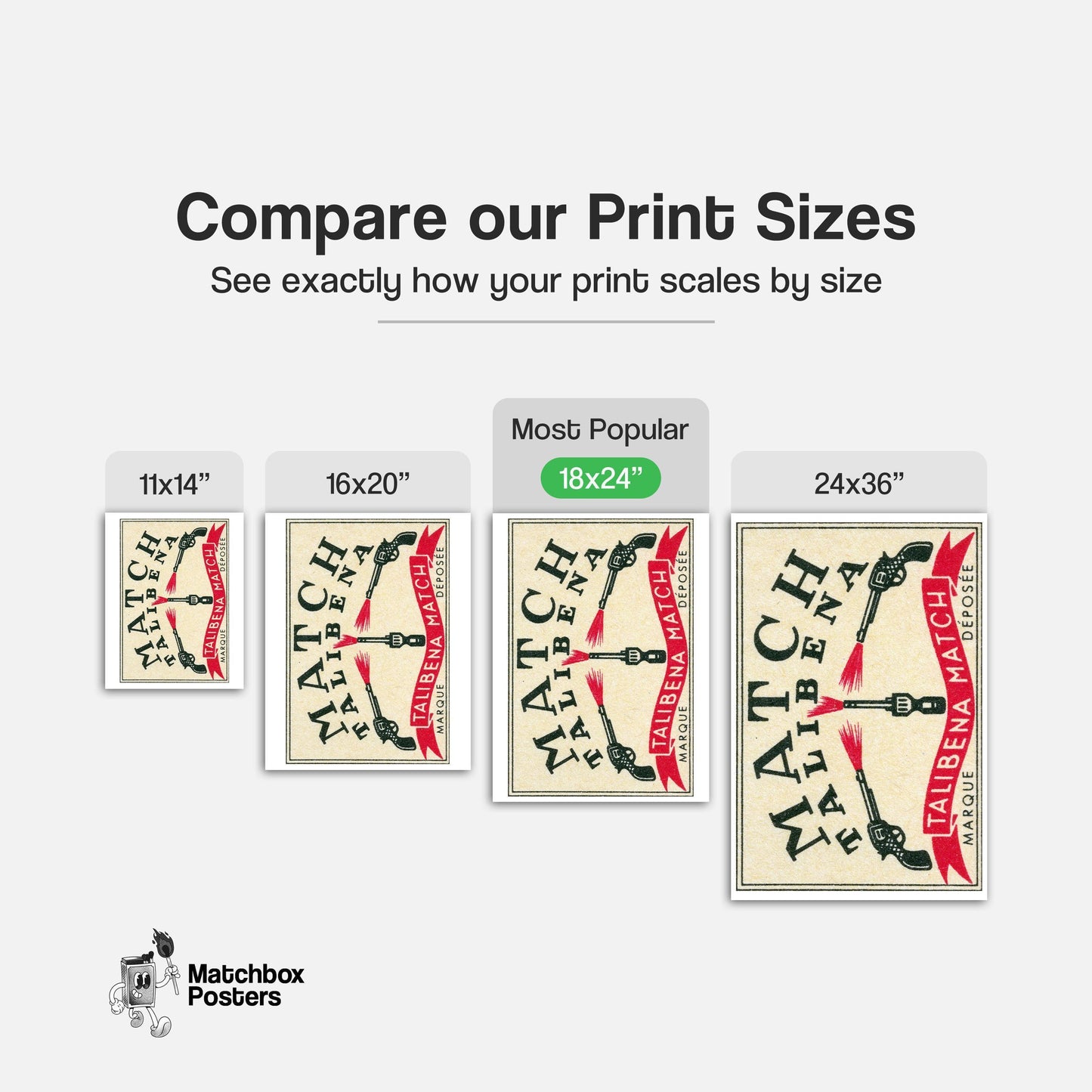 Three Pistols - vintage matchbox label print - gallery wall preview
