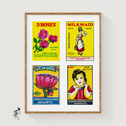 Vintage Tamil Print - vintage matchbox label print