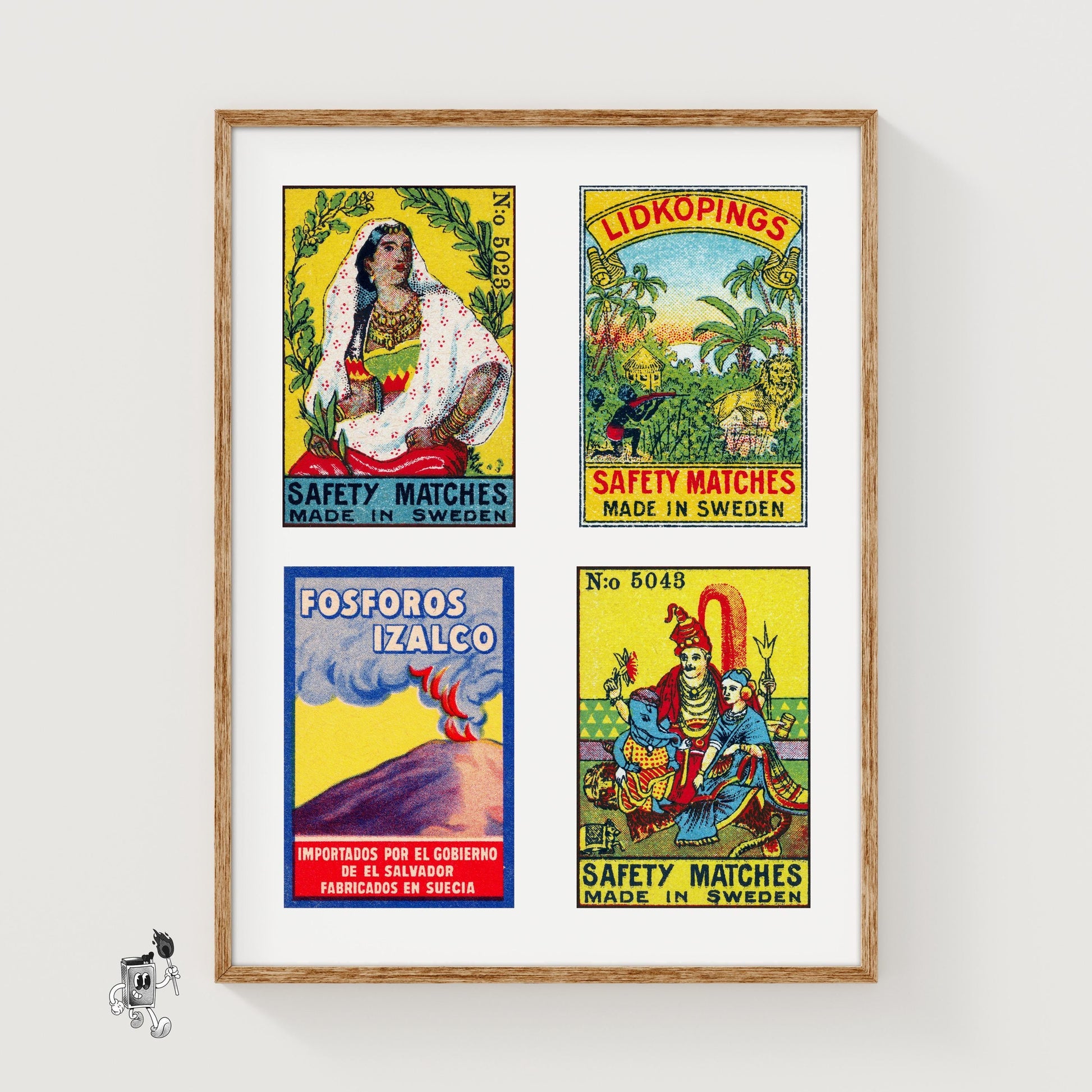 Yellow Swedishs Grid Print - vintage matchbox label print