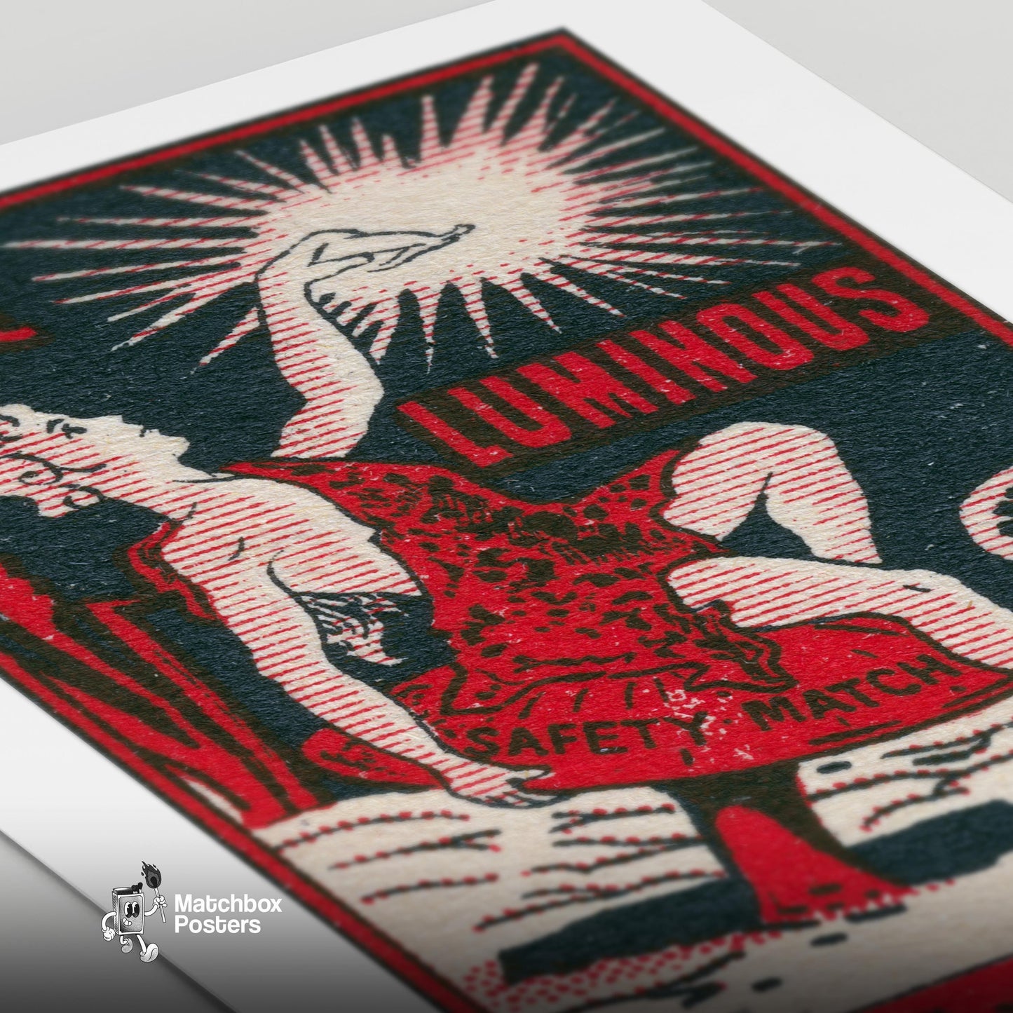 Mythological Figure - vintage matchbox label print - close-up detail