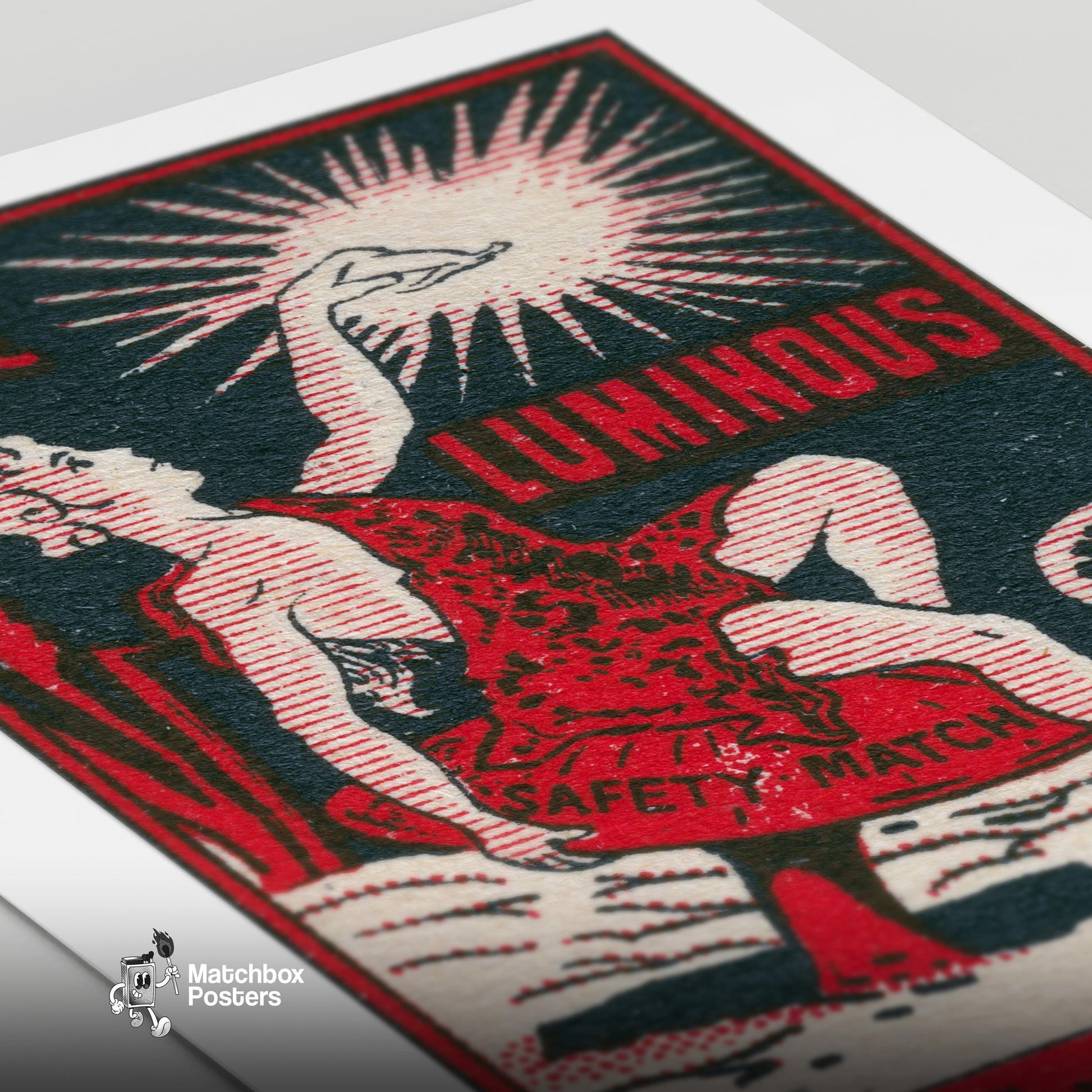 Mythological Figure - vintage matchbox label print - close-up detail