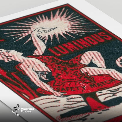 Mythological Figure - vintage matchbox label print - close-up detail