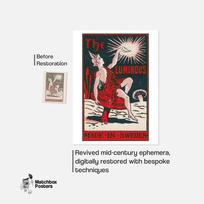 Mythological Figure - vintage matchbox label print - framed wall art preview