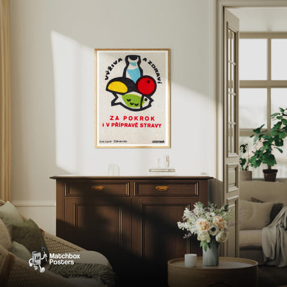 Fruit - vintage matchbox label print - living room mockup