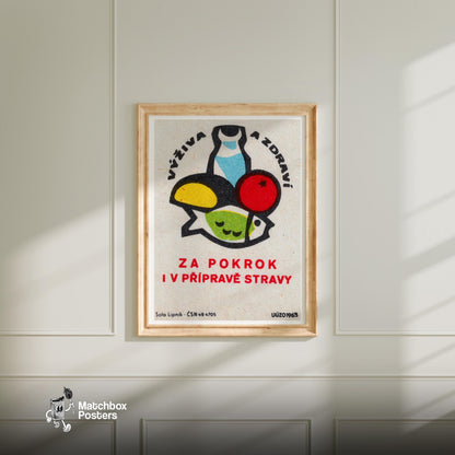 Fruit - vintage matchbox label print - bedroom mockup