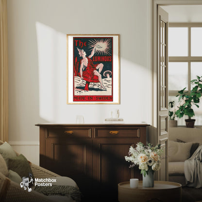 Mythological Figure - vintage matchbox label print - living room mockup