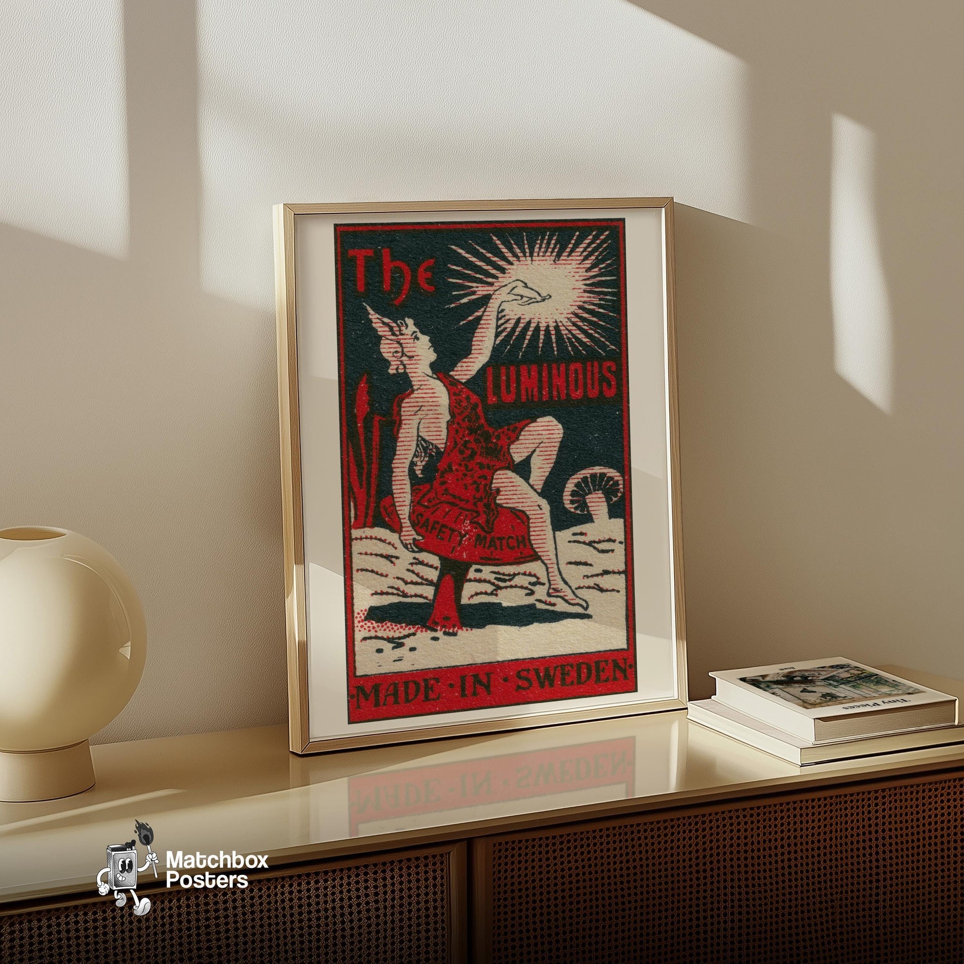 Mythological Figure - vintage matchbox label print - size comparison