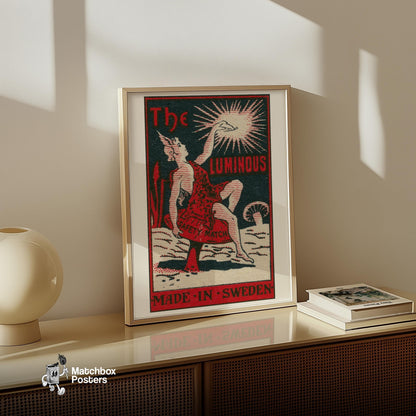 Mythological Figure - vintage matchbox label print - size comparison
