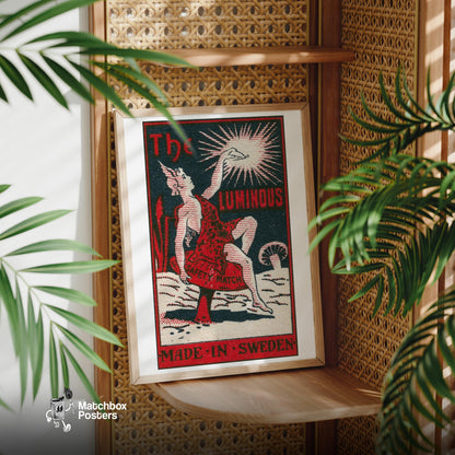 Mythological Figure - vintage matchbox label print - office wall