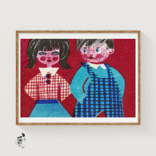Children - vintage matchbox label print