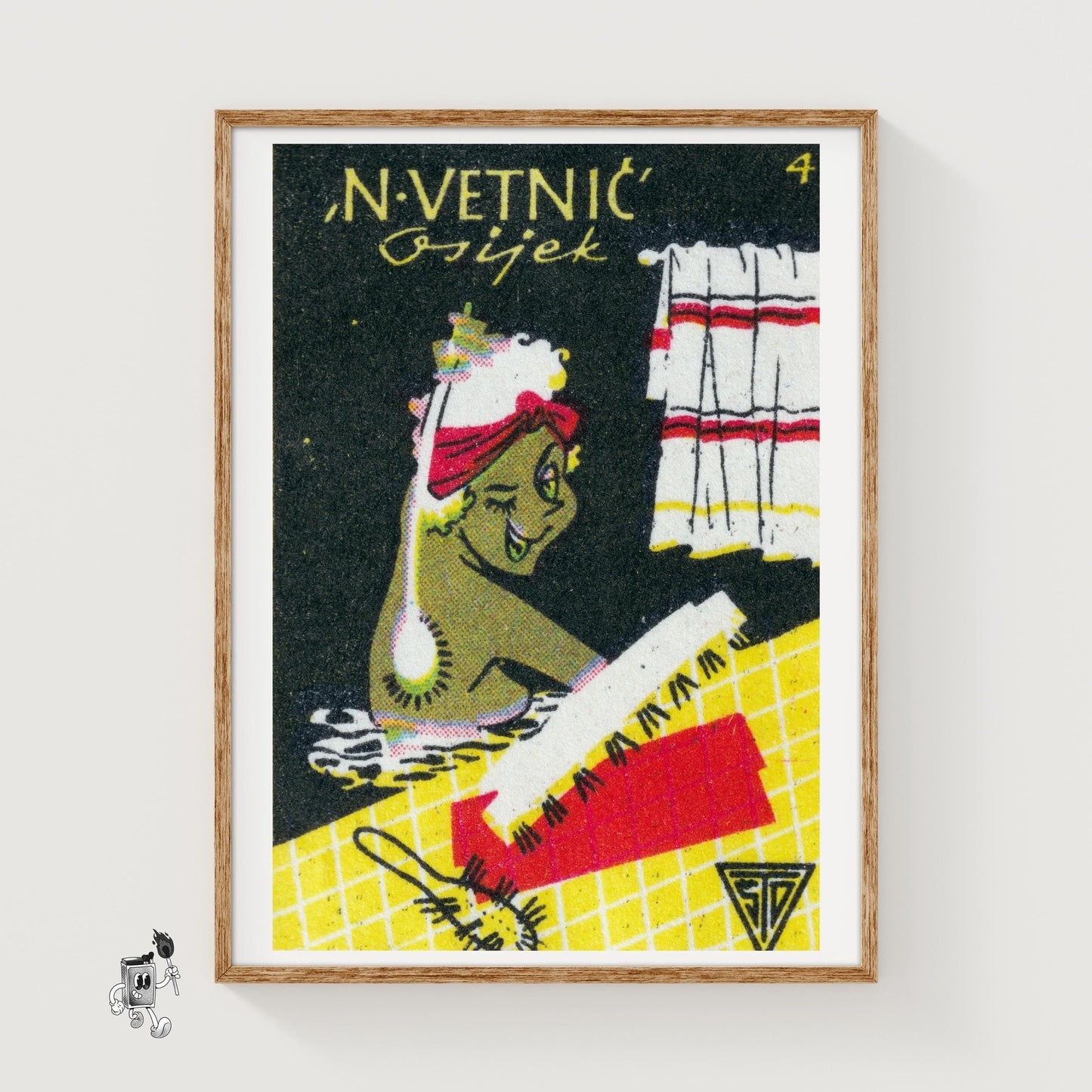 Woman Bathing - vintage matchbox label print