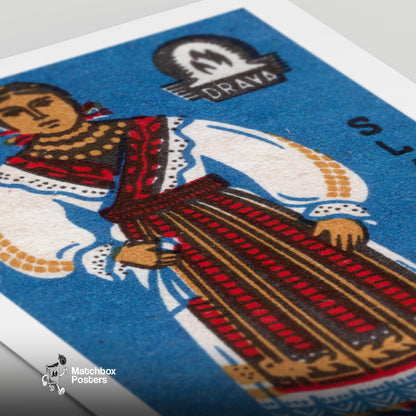Slavonija Woman - vintage matchbox label print - close-up detail