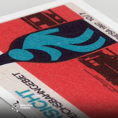 Train Silhouette - vintage matchbox label print - close-up detail