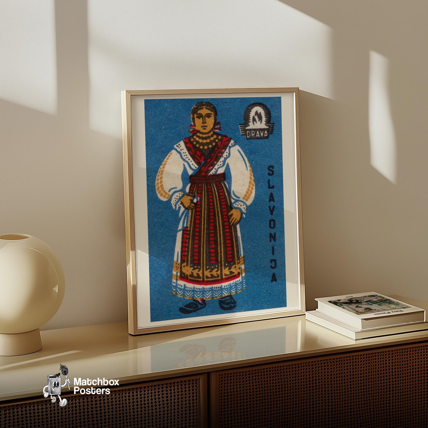 Slavonija Woman - vintage matchbox label print - size comparison