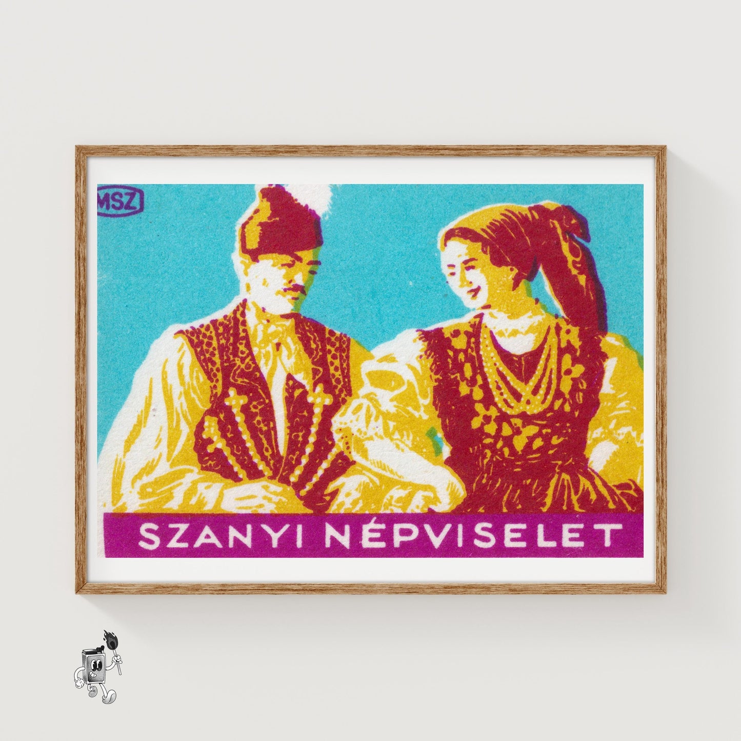 Hungarian Folk Costume - vintage matchbox label print