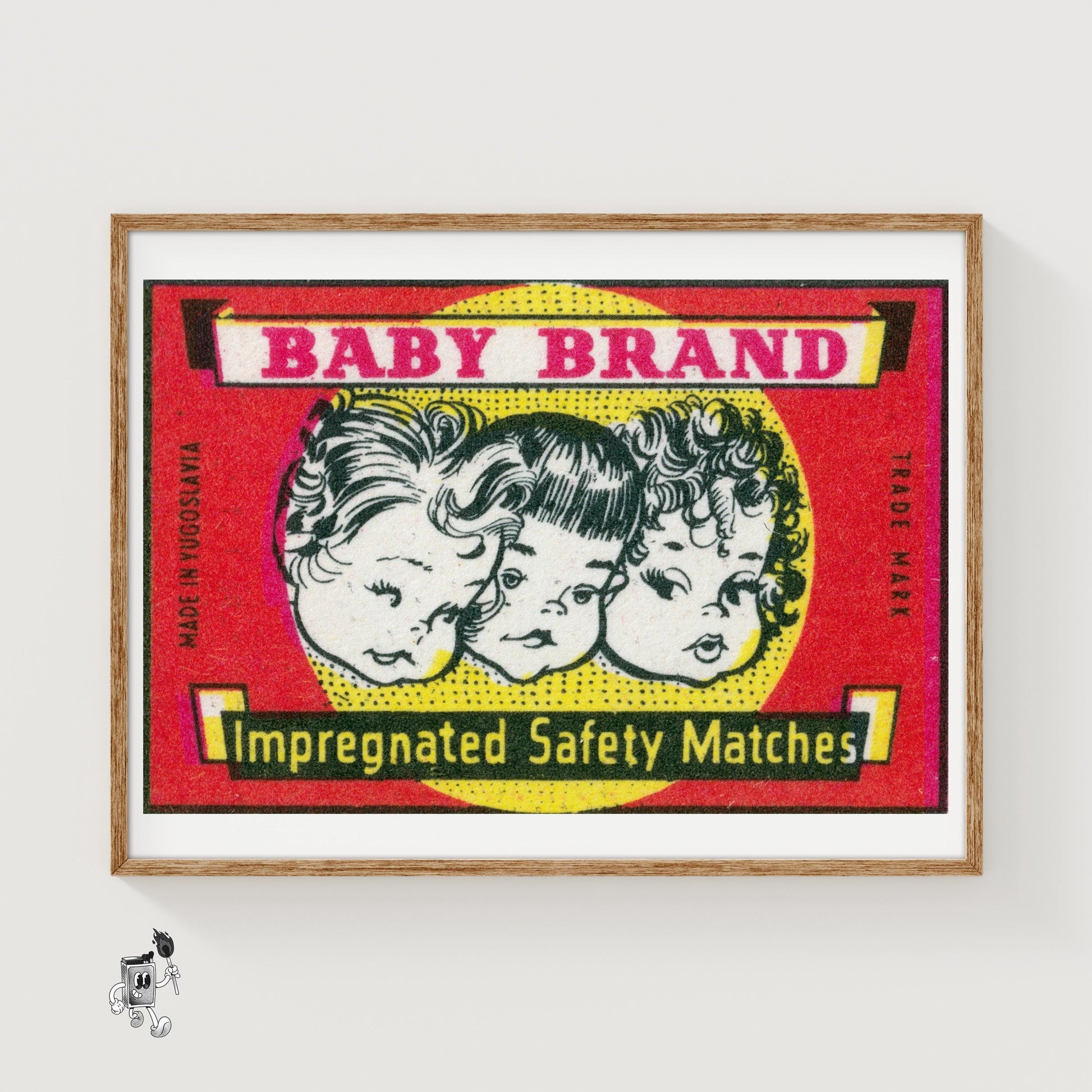 Three Children's Faces - vintage matchbox label print