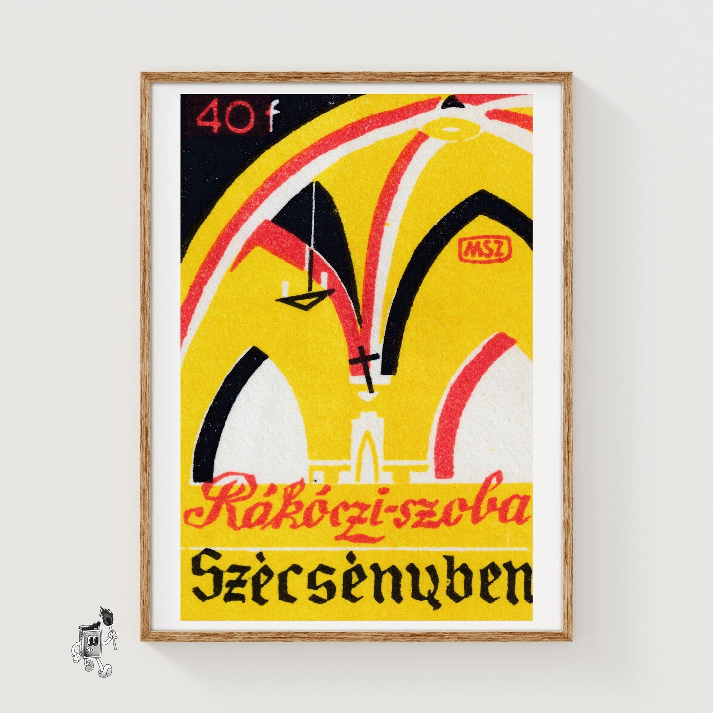 Ancient Yellow Church - vintage matchbox label print