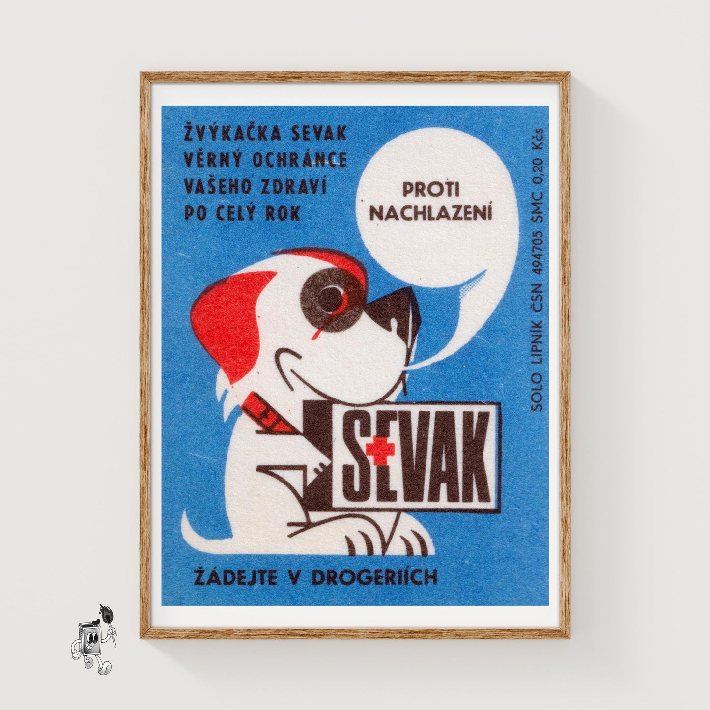 Cartoon Dog - vintage matchbox label print