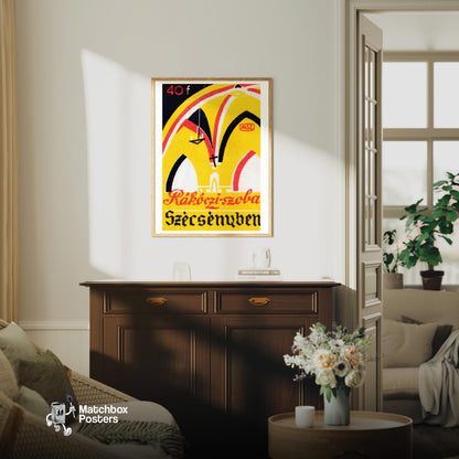 Ancient Yellow Church - vintage matchbox label print - framed wall art preview