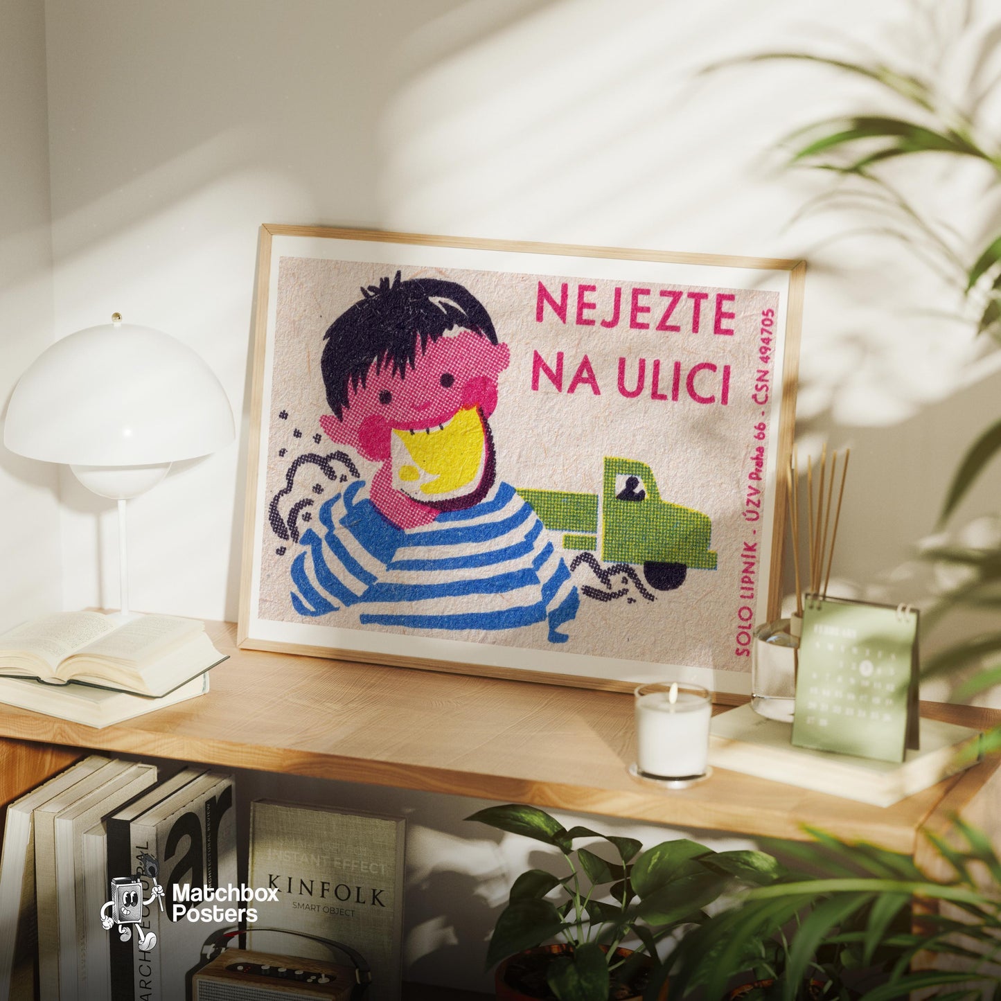 Cartoon Child - vintage matchbox label print - office wall