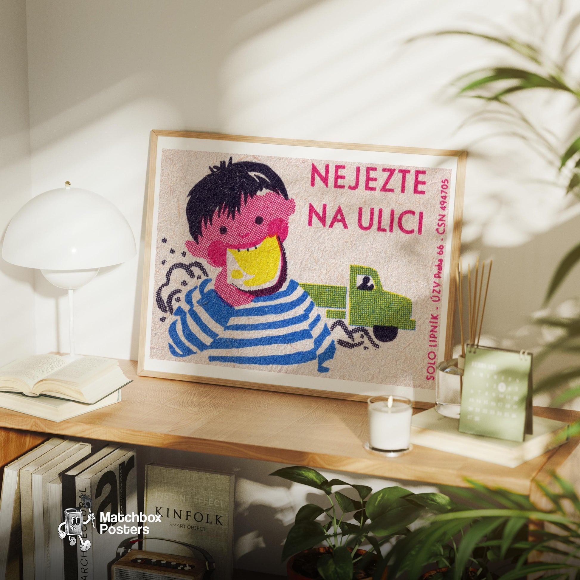 Cartoon Child - vintage matchbox label print - office wall