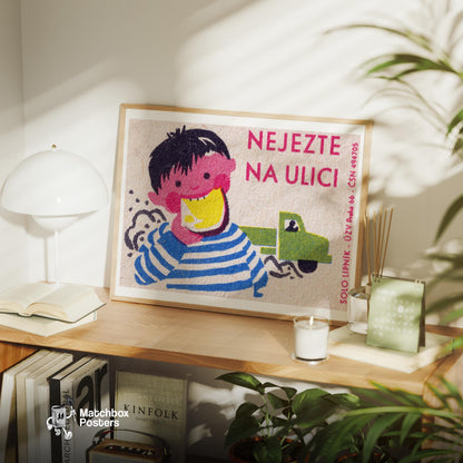Cartoon Child - vintage matchbox label print - office wall