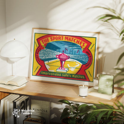 Trophy - vintage matchbox label print - office wall