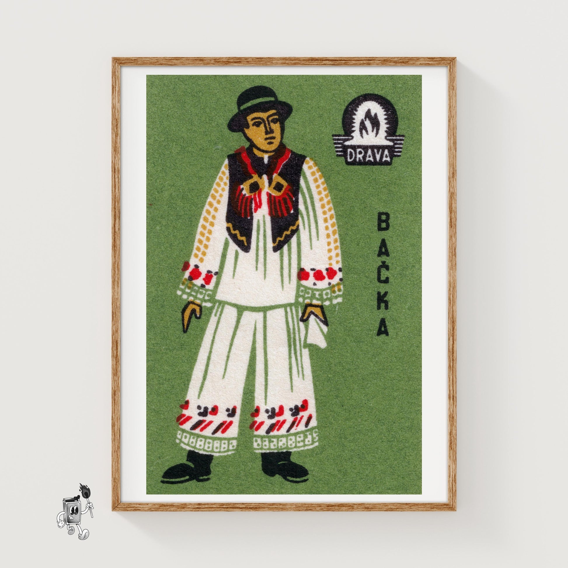 Serbian Man - vintage matchbox label print
