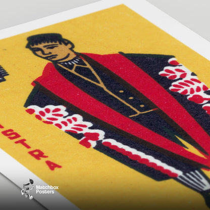 Istra Man - vintage matchbox label print - close-up detail