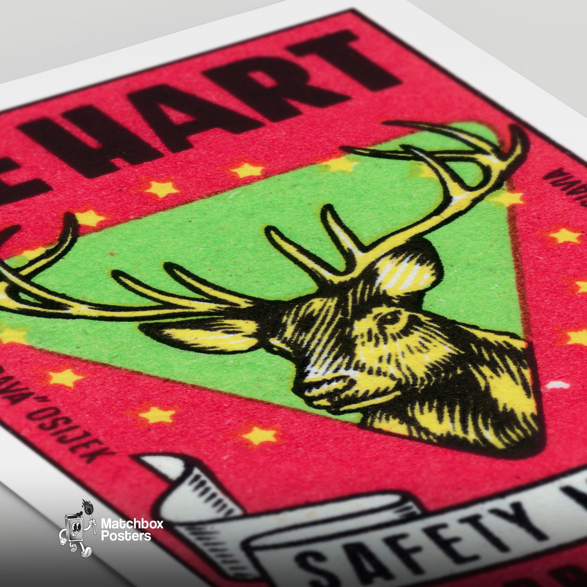 Deer Head - vintage matchbox label print - close-up detail