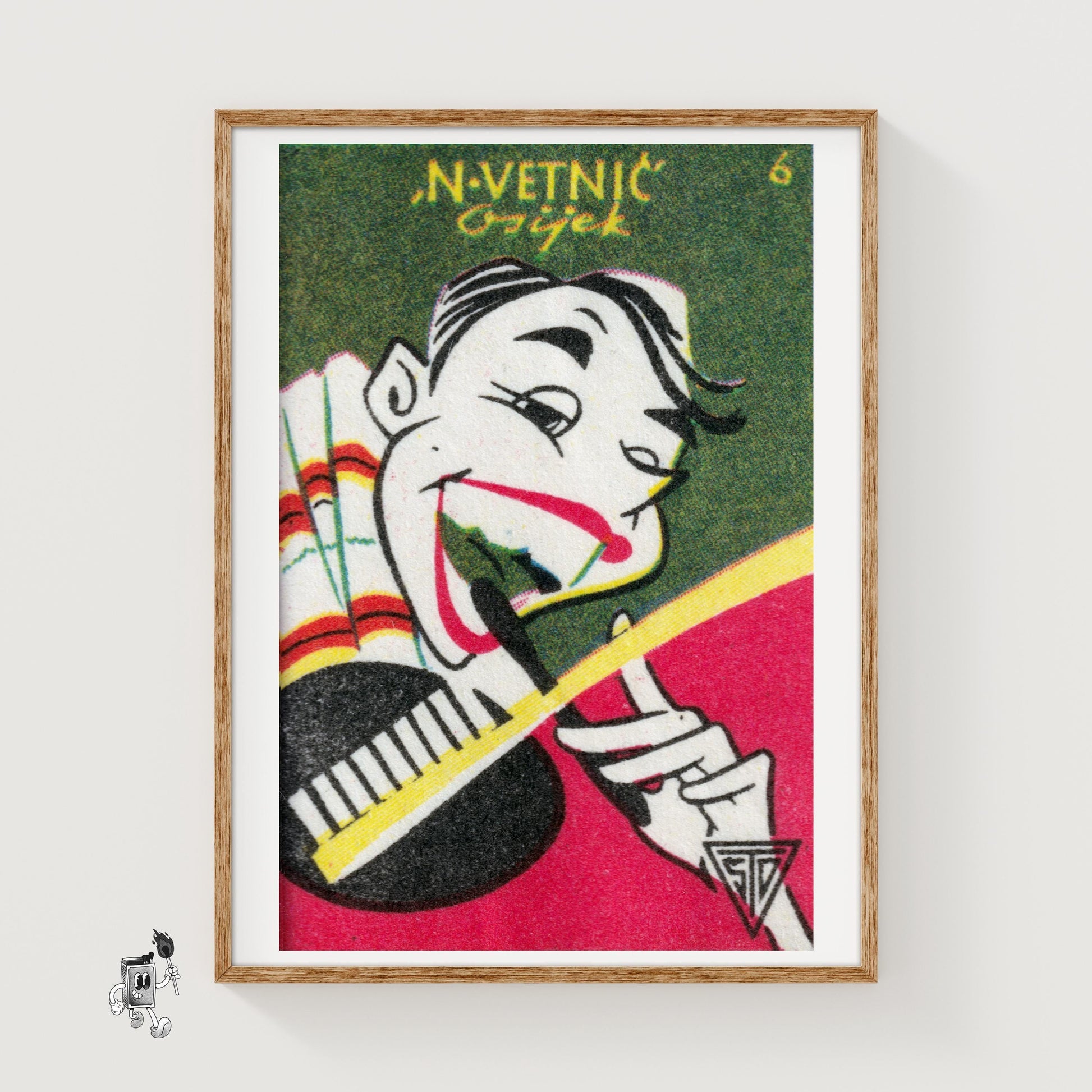Brushing Teeth - vintage matchbox label print