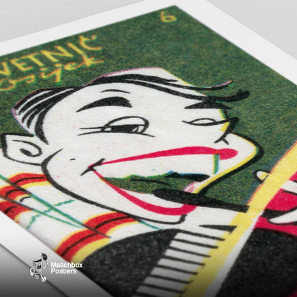 Brushing Teeth - vintage matchbox label print - close-up detail