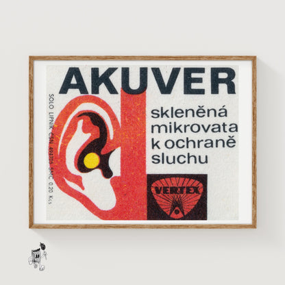 Ear Protection - vintage matchbox label print
