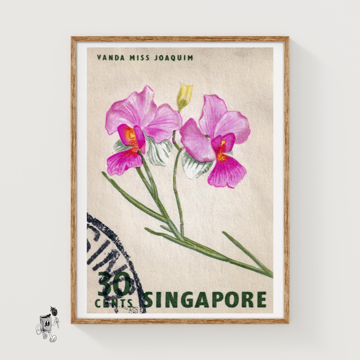 Vanda Miss Joaquim Orchid - vintage matchbox label print