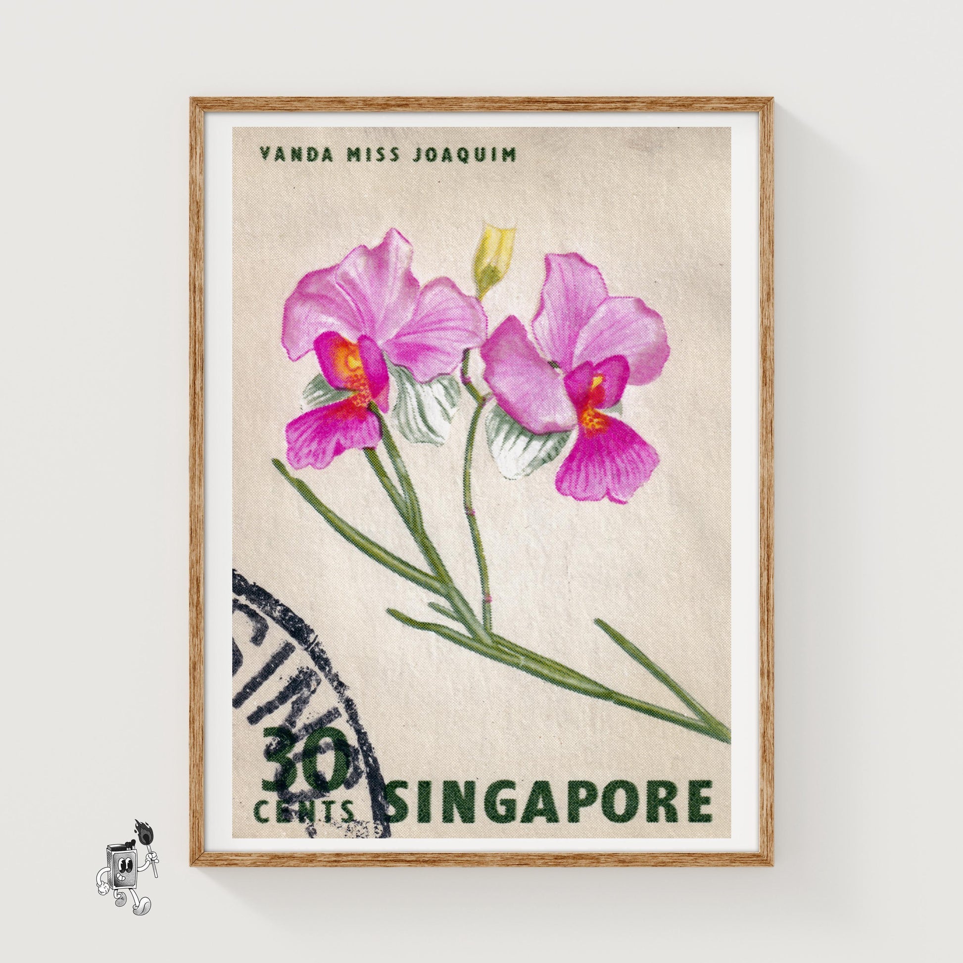 Vanda Miss Joaquim Orchid - vintage matchbox label print